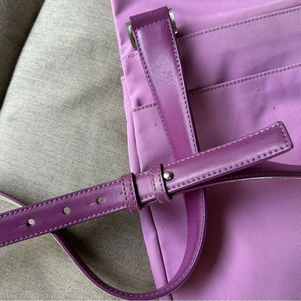 Tumi Nylon Lilac crossbody bag lightweight travel magnetic flap closure preppy